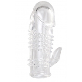 Прозрачная гелевая насадка с шипами и клиторальным отростком - 13 см. - Toyfa Basic - в Арзамасе купить с доставкой