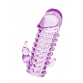 Закрытая фиолетовая насадка с 2 отростками - 13 см. - Toyfa Basic - в Арзамасе купить с доставкой