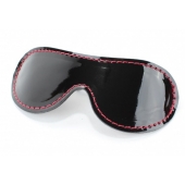 Чёрная перфорированная маска из кожи с красной строчкой - БДСМ Арсенал - купить с доставкой в Арзамасе