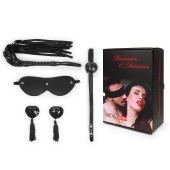 Эротический набор в черном цвете: маска, кляп, пэстисы, плётка - Notabu - купить с доставкой в Арзамасе