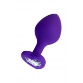 Фиолетовая анальная втулка Diamond Heart с прозрачным кристаллом - 8 см. - ToyFa - купить с доставкой в Арзамасе