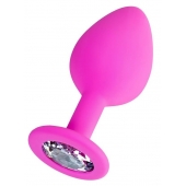 Розовая анальная втулка Brilliant с прозрачным кристаллом - 8 см. - ToyFa - купить с доставкой в Арзамасе