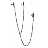 Черные зажимы на соски и клитор на цепочке DELUXE NIPPLE   CLIT CLAMPS - Dream Toys - купить с доставкой в Арзамасе