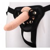 Телесный страпон на черных трусиках STRAP ON REAL DILDO - 20 см. - Dream Toys - купить с доставкой в Арзамасе