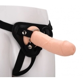 Черные трусики с телесной насадкой STRAP ON REAL DILDO - 21 см. - Dream Toys - купить с доставкой в Арзамасе