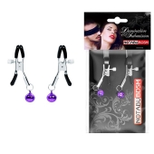 Оригинальные зажимы на соски с фиолетовыми шариками - Notabu - купить с доставкой в Арзамасе