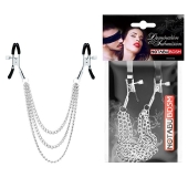 Оригинальные зажимы на соски с тройной цепочкой - Notabu - купить с доставкой в Арзамасе