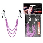 Оригинальные зажимы на соски с тройной розовой цепочкой - Notabu - купить с доставкой в Арзамасе