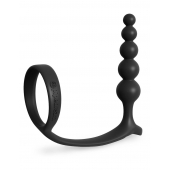 Черная анальная цепочка с эрекционным кольцом Ass-gasm Cockring Anal Beads - Pipedream - в Арзамасе купить с доставкой