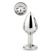 Серебристая анальная втулка с прозрачным кристаллом - 7,1 см. - Dream Toys - купить с доставкой в Арзамасе