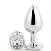 Серебристая анальная втулка с прозрачным кристаллом - 7,1 см. - Dream Toys - купить с доставкой в Арзамасе