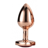 Золотистая анальная втулка с кристаллом-сердечком розового цвета - 7,1 см. - Dream Toys - купить с доставкой в Арзамасе