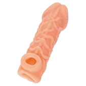 Телесная закрытая насадка с венками Cock Sleeve Size L - 17,6 см. - KOKOS - в Арзамасе купить с доставкой