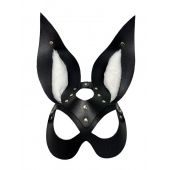 Черная маска зайки с белым мехом на ушках Miss Bunny - БДСМ Арсенал - купить с доставкой в Арзамасе