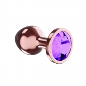 Пробка цвета розового золота с фиолетовым кристаллом Diamond Amethyst Shine S - 7,2 см. - Lola Games - купить с доставкой в Арзамасе