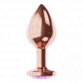 Пробка цвета розового золота с фиолетовым кристаллом Diamond Amethyst Shine S - 7,2 см. - Lola Games - купить с доставкой в Арзамасе