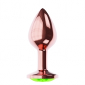 Пробка цвета розового золота с лаймовым кристаллом Diamond Emerald Shine S - 7,2 см. - Lola Games - купить с доставкой в Арзамасе