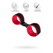 Красно-черные велюровые наручники Anonymo - ToyFa - купить с доставкой в Арзамасе