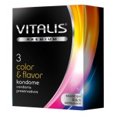 Цветные ароматизированные презервативы VITALIS PREMIUM color   flavor - 3 шт. - Vitalis - купить с доставкой в Арзамасе