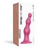 Розовая насадка Strap-On-Me Dildo Plug Beads size L - Strap-on-me - купить с доставкой в Арзамасе