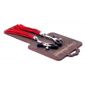 Металлические зажимы на соски с красными замшевыми кисточками - Crazy Handmade - купить с доставкой в Арзамасе