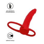 Красная насадка на пенис для двойного проникновения Black Red - 16,5 см. - ToyFa - купить с доставкой в Арзамасе