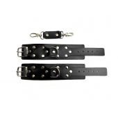 Черные кожаные наручники Sex Game - БДСМ Арсенал - купить с доставкой в Арзамасе