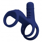 Синяя вибронасадка на пенис Vibrating Penis Sling - Baile - в Арзамасе купить с доставкой