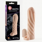 Телесная насадка-удлинитель Okoto со спиралевидным рельефом - 16 см. - Sitabella - в Арзамасе купить с доставкой