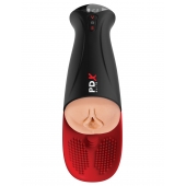 Телесный мастурбатор-вагина в черной колбе с вибрацией Fuck-O-Matic Pro XL - Pipedream - в Арзамасе купить с доставкой
