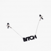 Зажимы на соски с кожаной подвеской Bitch - Crazy Handmade - купить с доставкой в Арзамасе