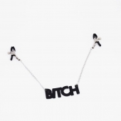 Зажимы на соски с кожаной подвеской Bitch - Crazy Handmade - купить с доставкой в Арзамасе