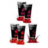 Набор из 5 съедобных лубрикантов JUJU (клубника х 2, малина х 2, вишня) - JuJu - купить с доставкой в Арзамасе