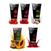 Набор из 5 съедобных лубрикантов JUJU (клубника, малина, тропические фрукты, вишня, кокос) - JuJu - купить с доставкой в Арзамасе