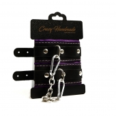 Черно-фиолетовые скругленные наручники с мягкой подкладкой - Crazy Handmade - купить с доставкой в Арзамасе Черно-фиолетовые скругленные наручники с мягкой подкладкой - Crazy Handmade - купить с доставкой в Арзамасе