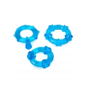 Набор из 3 синих эрекционных колец с различным рельефом - Erowoman-Eroman - в Арзамасе купить с доставкой