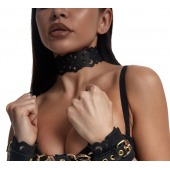 Черный ажурный чокер с золотистой фурнитурой - Crazy Handmade - купить с доставкой в Арзамасе