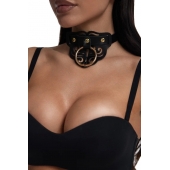 Черный чокер с клепками и золотистой фурнитурой - Crazy Handmade - купить с доставкой в Арзамасе Черный чокер с клепками и золотистой фурнитурой - Crazy Handmade - купить с доставкой в Арзамасе