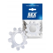 Прозрачное эрекционное кольцо со стимулирующими шариками - Sex Expert - в Арзамасе купить с доставкой