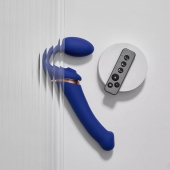 Синий безремневой страпон Multi Orgasm Bendable Strap-On size L с клиторальной стимуляцией - Strap-on-me - купить с доставкой в Арзамасе