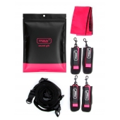 Черно-розовый эротический набор: фиксатор, оковы, наручники, повязка - Erokay - купить с доставкой в Арзамасе