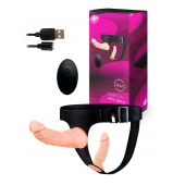 Женский страпон с 2 насадками, вибрацией и пультом ДУ - Erowoman-Eroman - купить с доставкой в Арзамасе