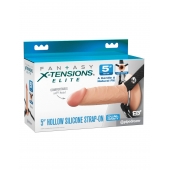 Телесный пустотелый фаллопротез 5’’ Hollow Silicone Strap-On - 14 см. - Pipedream - купить с доставкой в Арзамасе