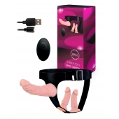 Женский страпон с 3 насадками и вибрацией - Erowoman-Eroman - купить с доставкой в Арзамасе