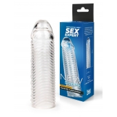 Прозрачная закрытая насадка на пенис с ребрышками - 16 см. - Sex Expert - в Арзамасе купить с доставкой