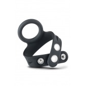 Черное эрекционное кольцо с подхватом мошонки на кнопках VS6 - Blush Novelties - в Арзамасе купить с доставкой