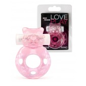 Розовое эрекционное виброкольцо в форме мишки - 1137 - в Арзамасе купить с доставкой