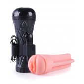 Телесный мастурбатор-вагина в черной колбе с вибрацией - Boys of Toys - в Арзамасе купить с доставкой