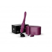 Фиолетовая секс-машина с функцией нагрева, насадками и присоской Sesh - Zalo - купить с доставкой в Арзамасе