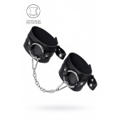 Черные оковы из толстой кожи с люверсами - Pecado - купить с доставкой в Арзамасе